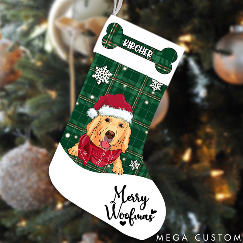 Personalized Dog Lover Merry Woofmas Christmas Stockings