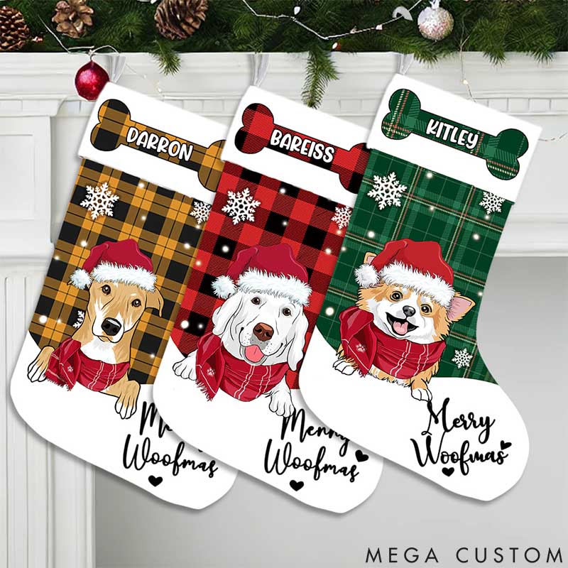 Personalized Dog Lover Merry Woofmas Christmas Stockings