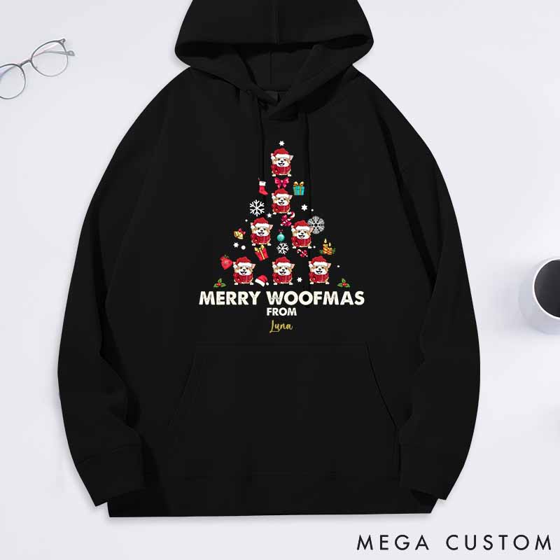 Personalized Dog Lover Merry Woofmas Classic Hoodies