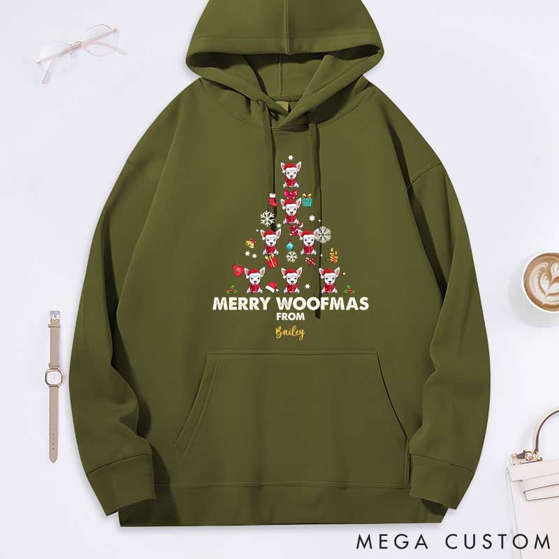 Personalized Dog Lover Merry Woofmas Classic Hoodies