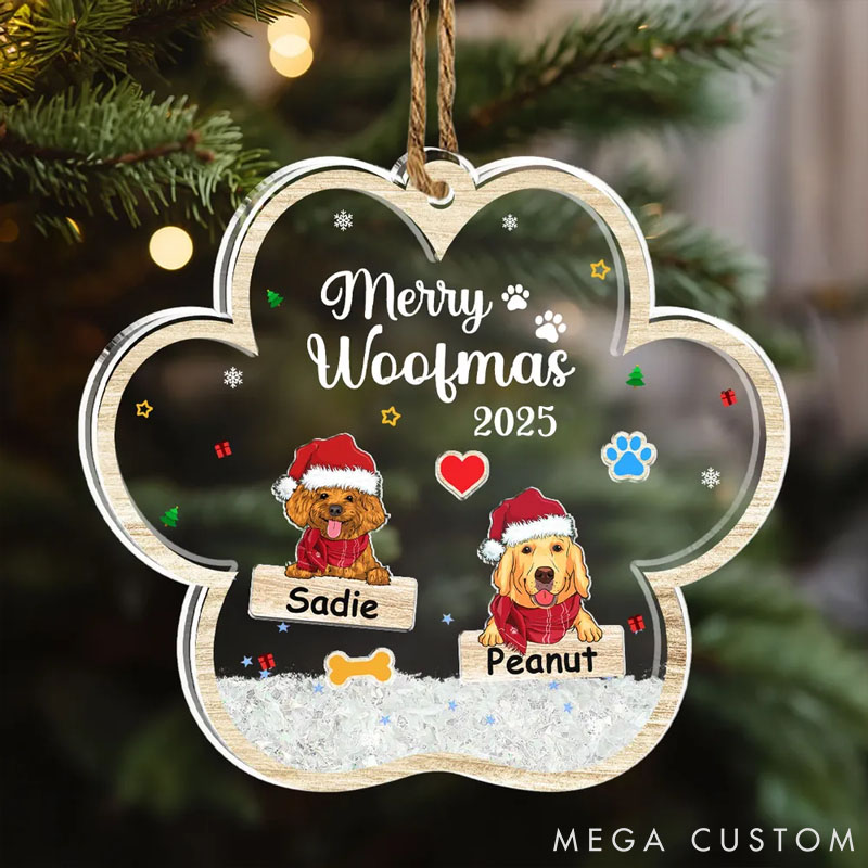 Personalized Dog Lover Merry Woofmas Dog Bones Christmas Ornament