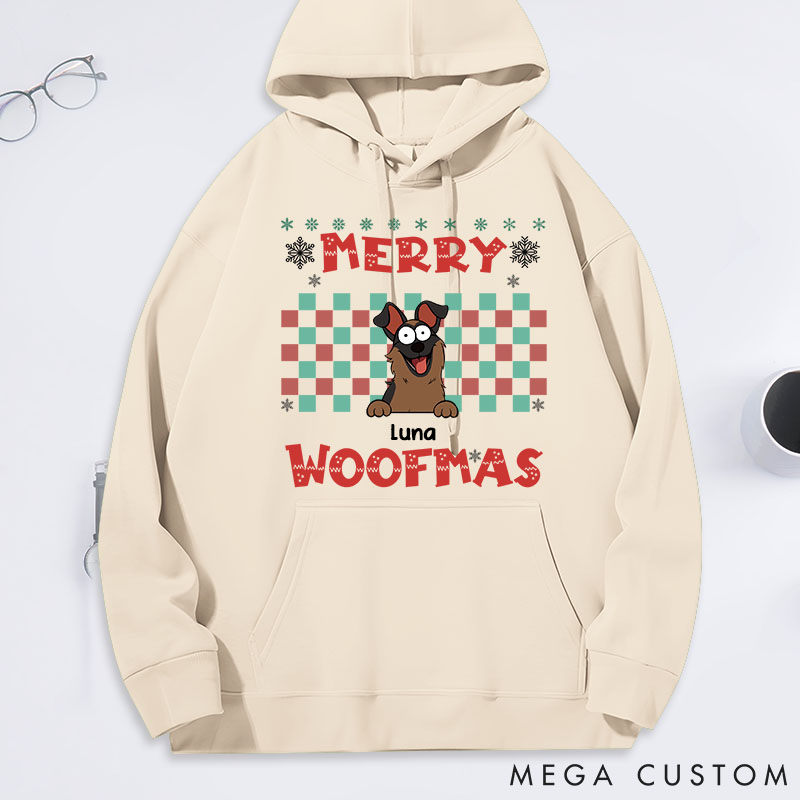 Personalized Dog Lover Merry Woofmas Dogs Classic Hoodies