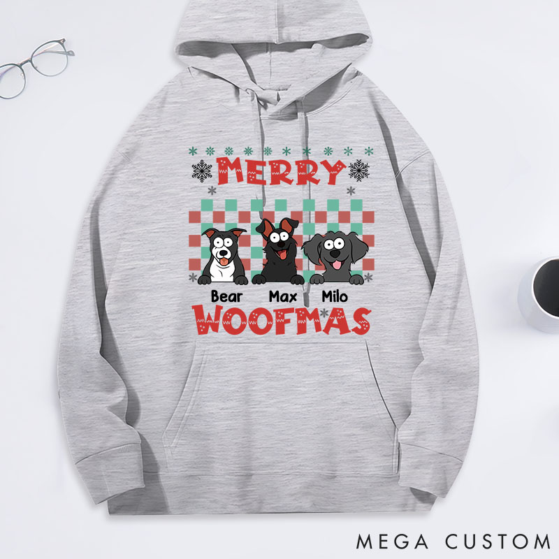 Personalized Dog Lover Merry Woofmas Dogs Classic Hoodies