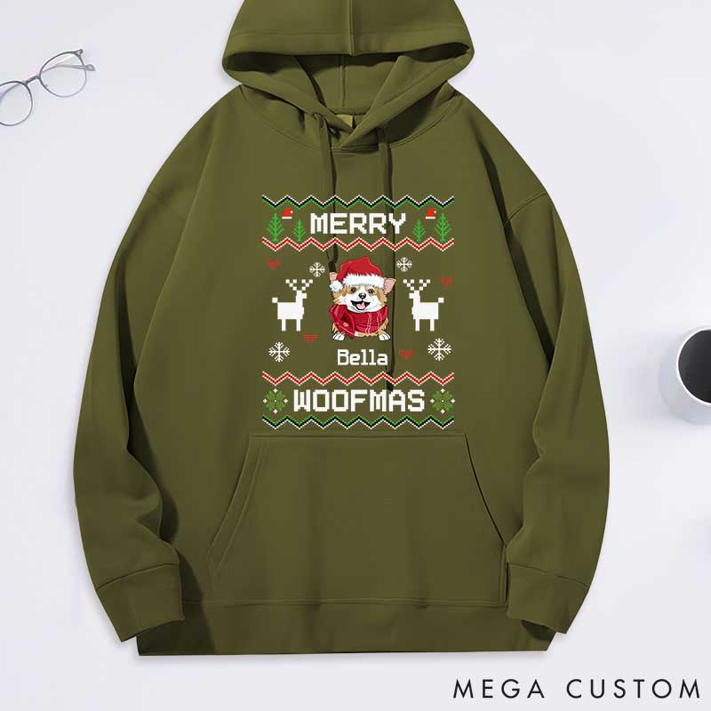 Personalized Dog Lover Merry Woofmas Pixel Classic Hoodies
