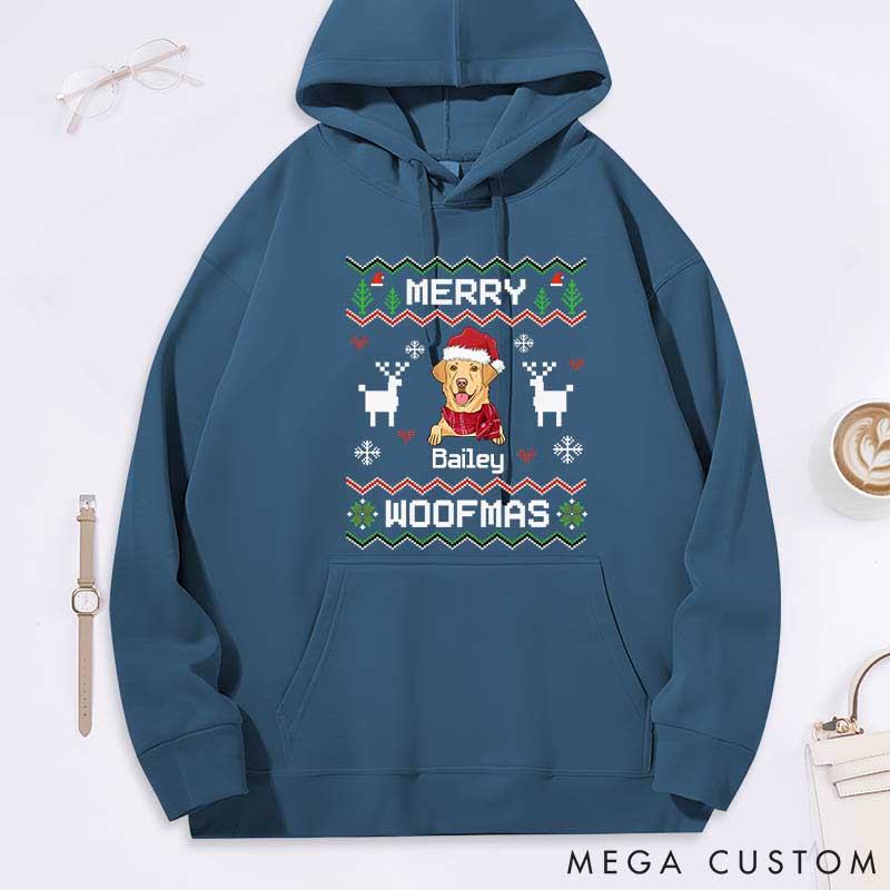 Personalized Dog Lover Merry Woofmas Pixel Classic Hoodies