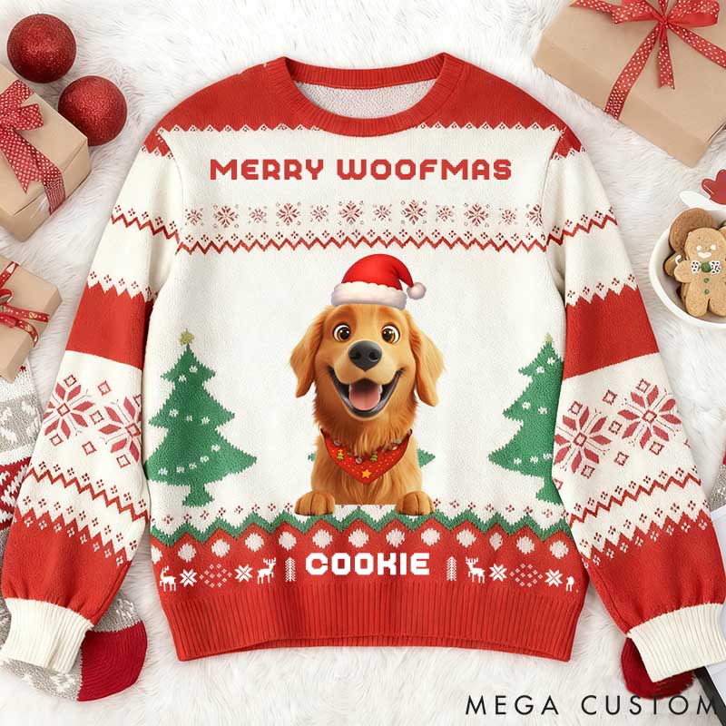 Personalized Dog Lover Merry Woofmas Ugly Sweatshirt