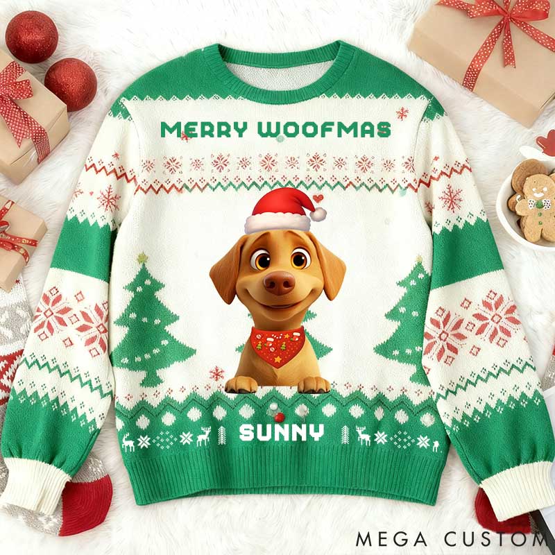 Personalized Dog Lover Merry Woofmas Ugly Sweatshirt