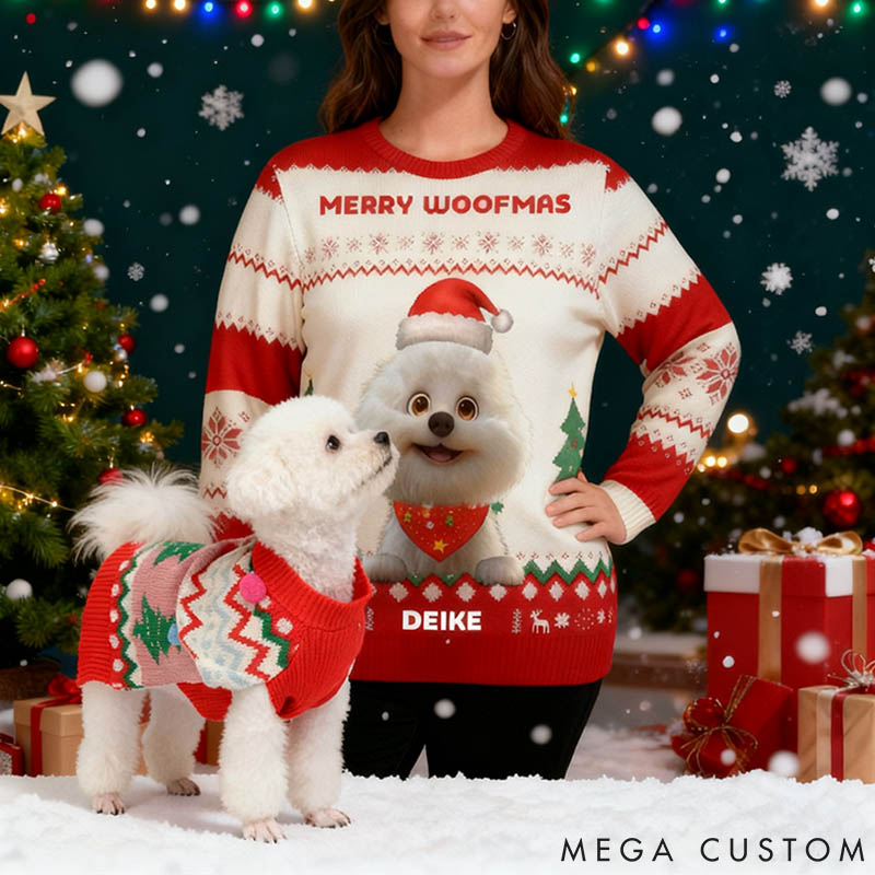 Personalized Dog Lover Merry Woofmas Ugly Sweatshirt
