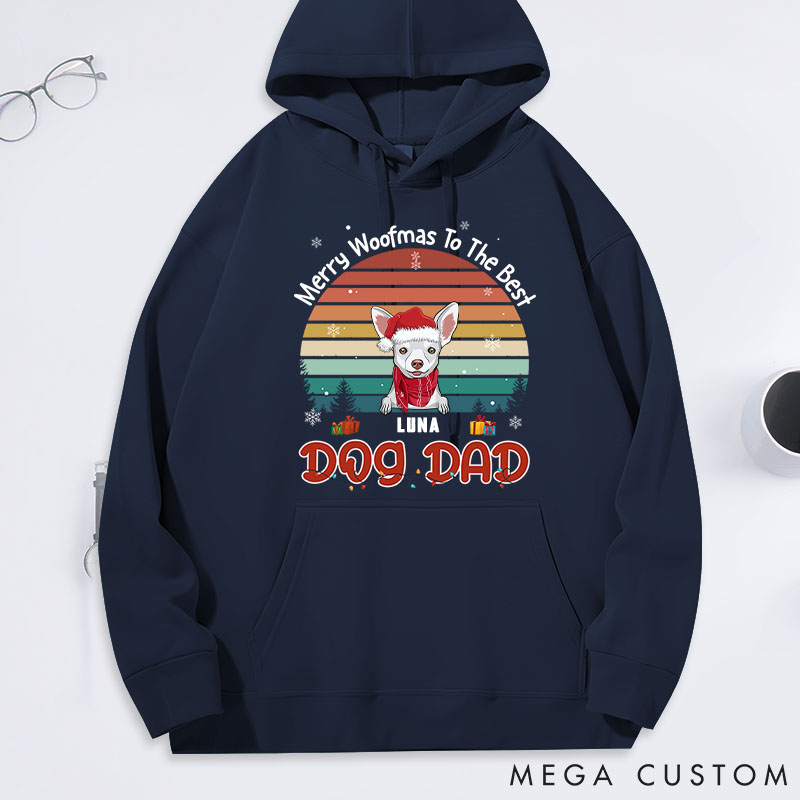 Personalized Dog Lover Merry Woofmas to the Best Dad Classic Hoodies
