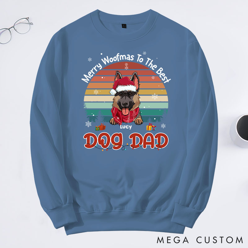 Personalized Dog Lover Merry Woofmas to the Best Dad Sweatshirts