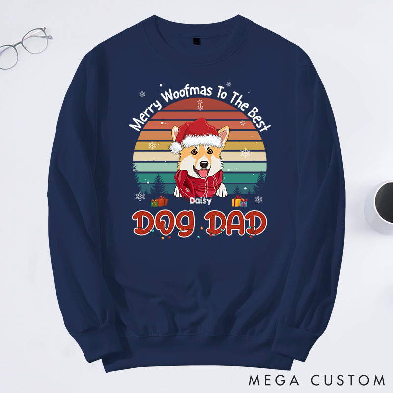 Personalized Dog Lover Merry Woofmas to the Best Dad Sweatshirts
