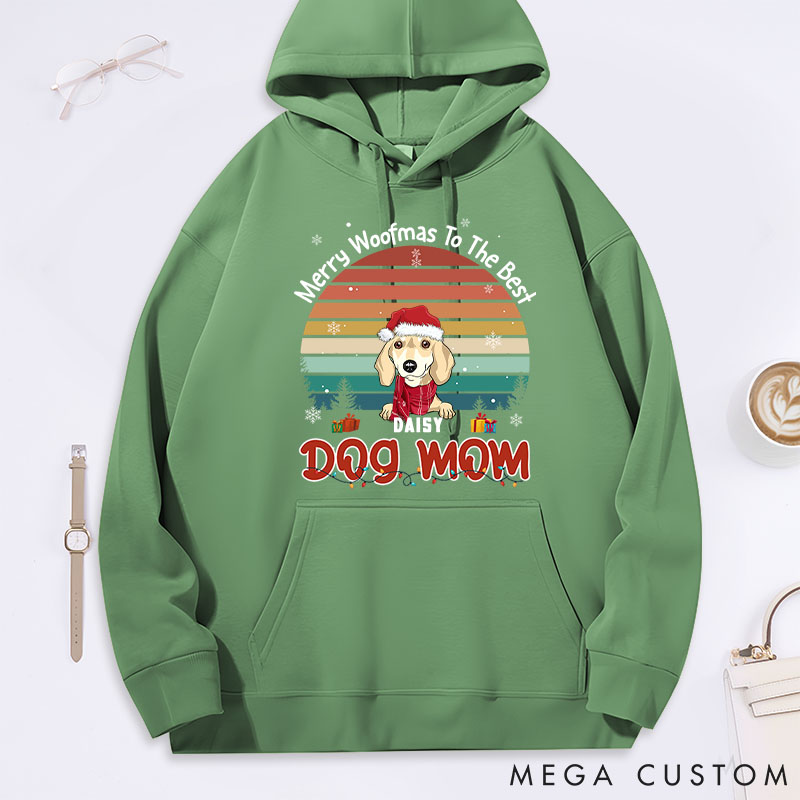 Personalized Dog Lover Merry Woofmas to the Best Mom Classic Hoodies