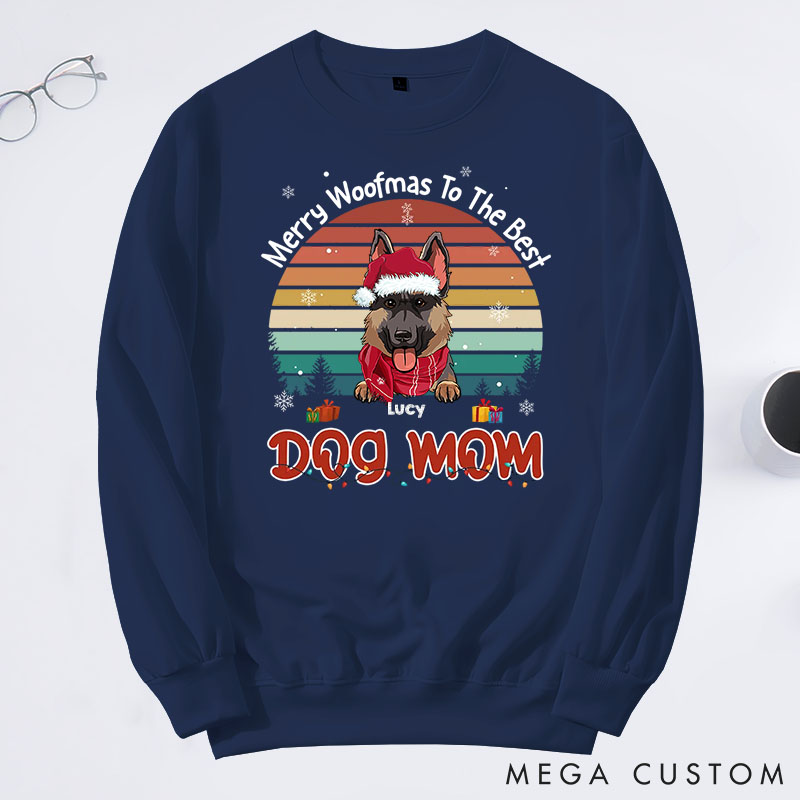 Personalized Dog Lover Merry Woofmas to the Best Mom Sweatshirts