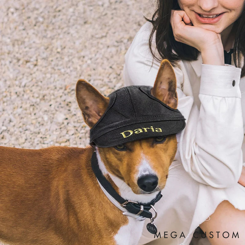 Personalized Dog Lover Multiple Sizes Adjustable Dog Sun Hat Baseball Cap with Embroidered Name and Ear Hole 
