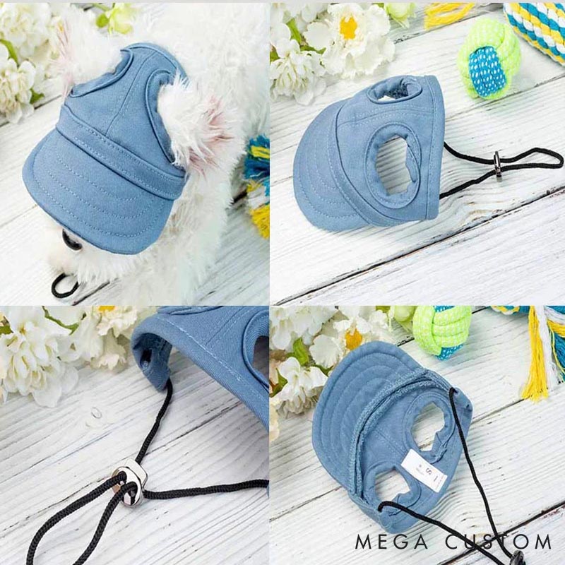 Personalized Dog Lover Multiple Sizes Adjustable Dog Sun Hat Baseball Cap with Embroidered Name and Ear Hole 