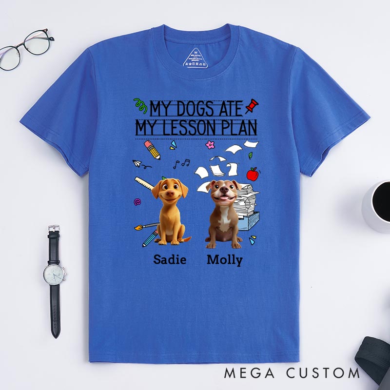 Personalized Dog Lover My Dog Ate My Lesson Plan Teacher T-Shirt