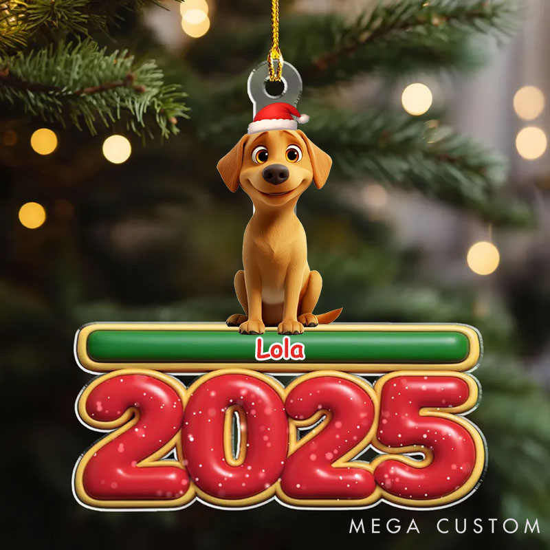 Personalized Dog Lover My Dog is Here Christmas Ornament