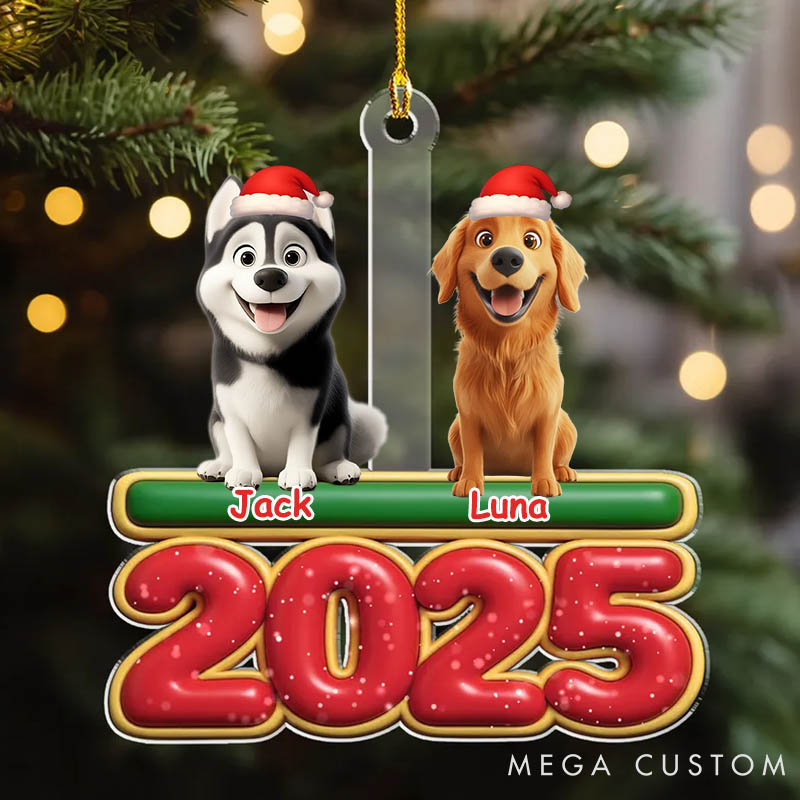 Personalized Dog Lover My Dog is Here Christmas Ornament