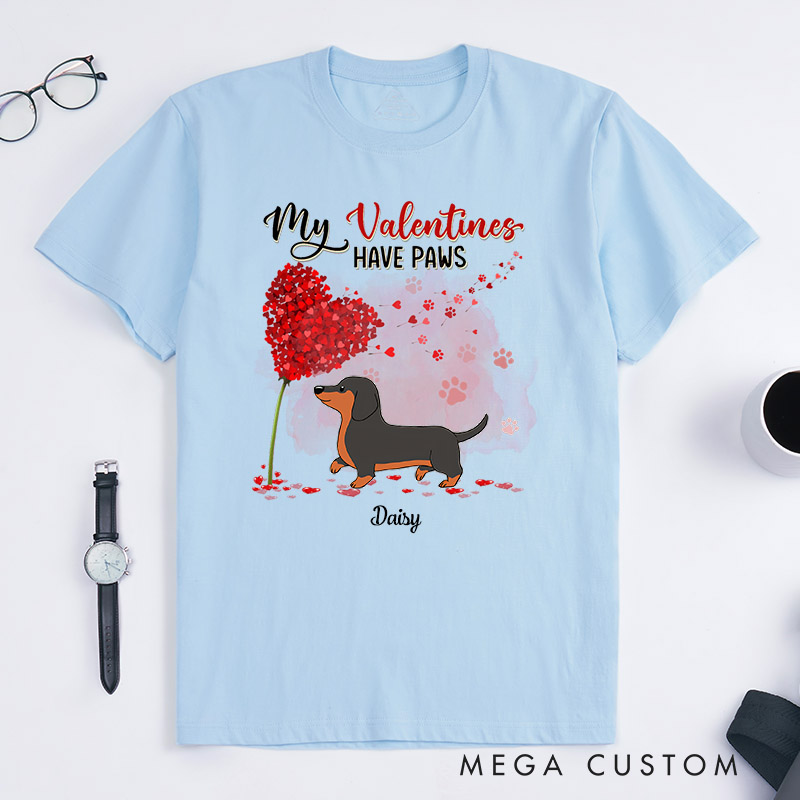Personalized Dog Lover My Valentine Has Paws T-Shirt