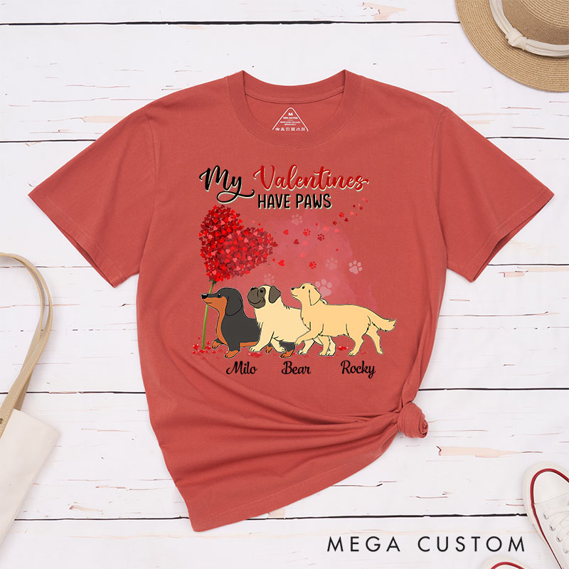 Personalized Dog Lover My Valentine Has Paws T-Shirt