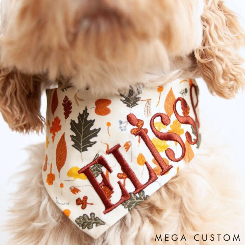Personalized Dog Lover Nativity Dog Bandana Autumn Leaves Forest Friends Dog Bandana 