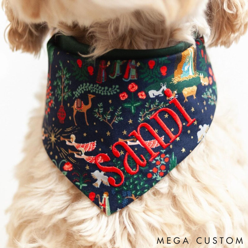 Personalized Dog Lover Nativity Dog Bandana Autumn Leaves Forest Friends Dog Bandana 