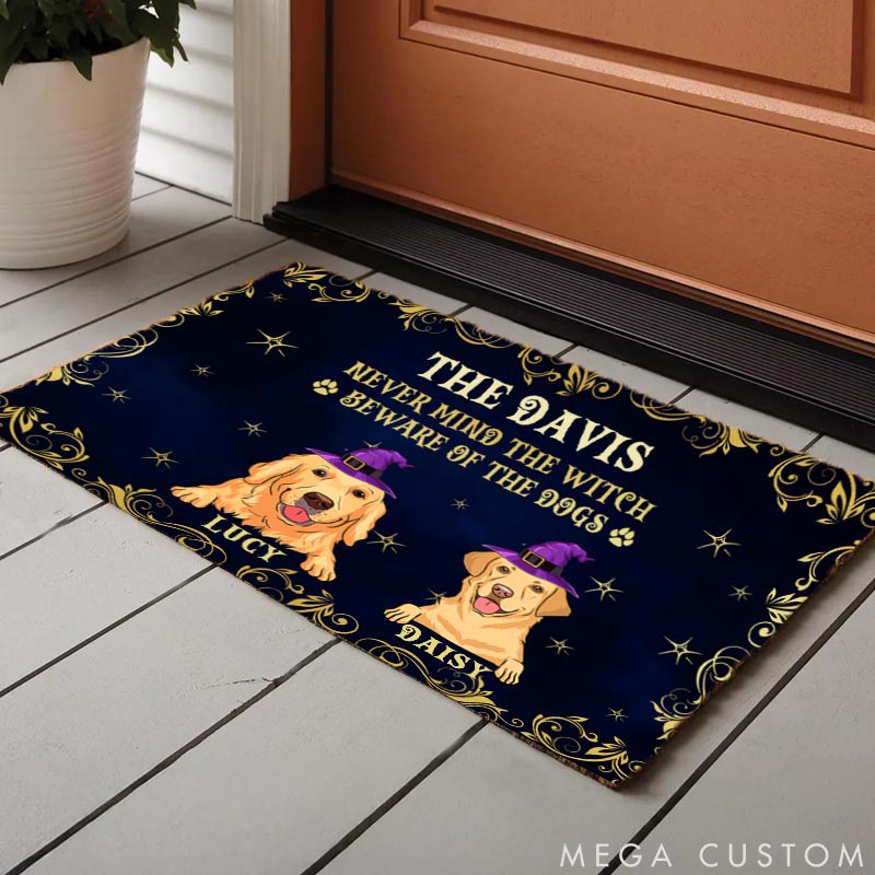 Personalized Dog Lover Never Mind the Witch Doormat