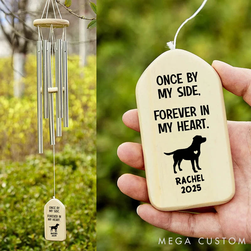 Personalized Dog Lover No Longer by My Side but Forever in My Heart Wind Chimes