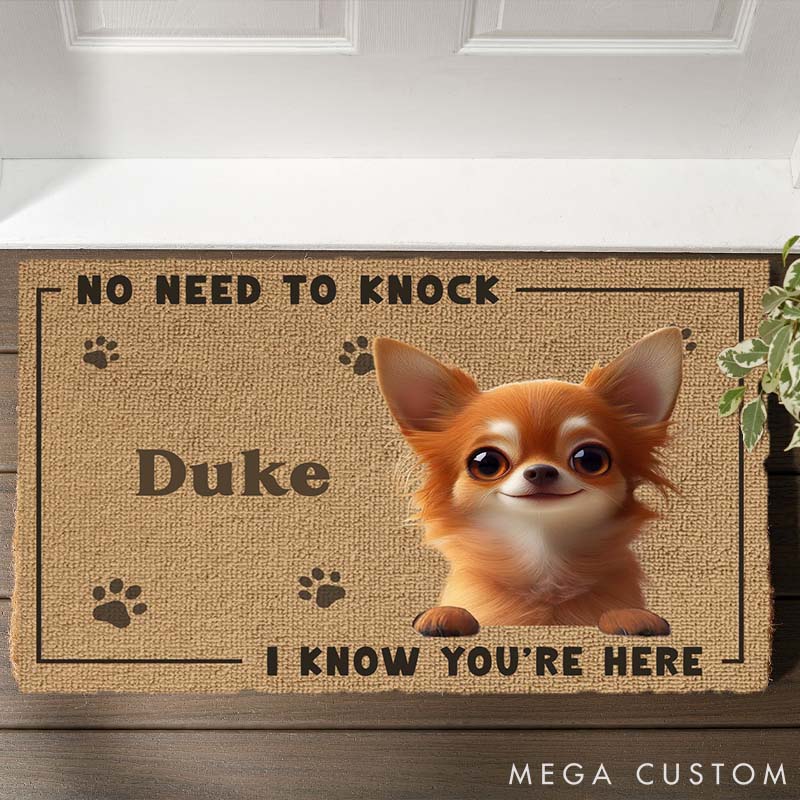 Personalized Dog Lover No Need to Knock Doormat