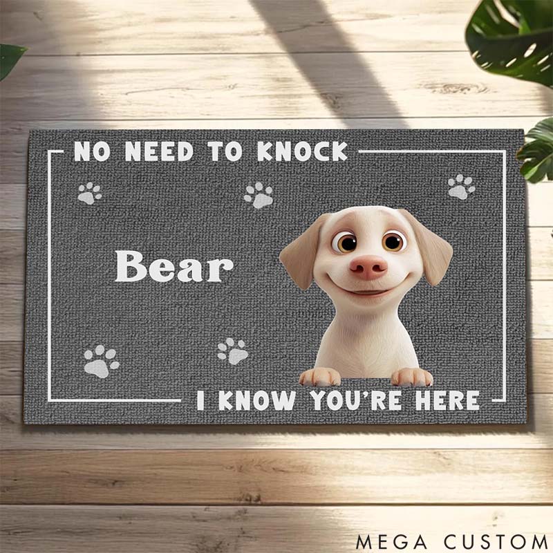 Personalized Dog Lover No Need to Knock Doormat