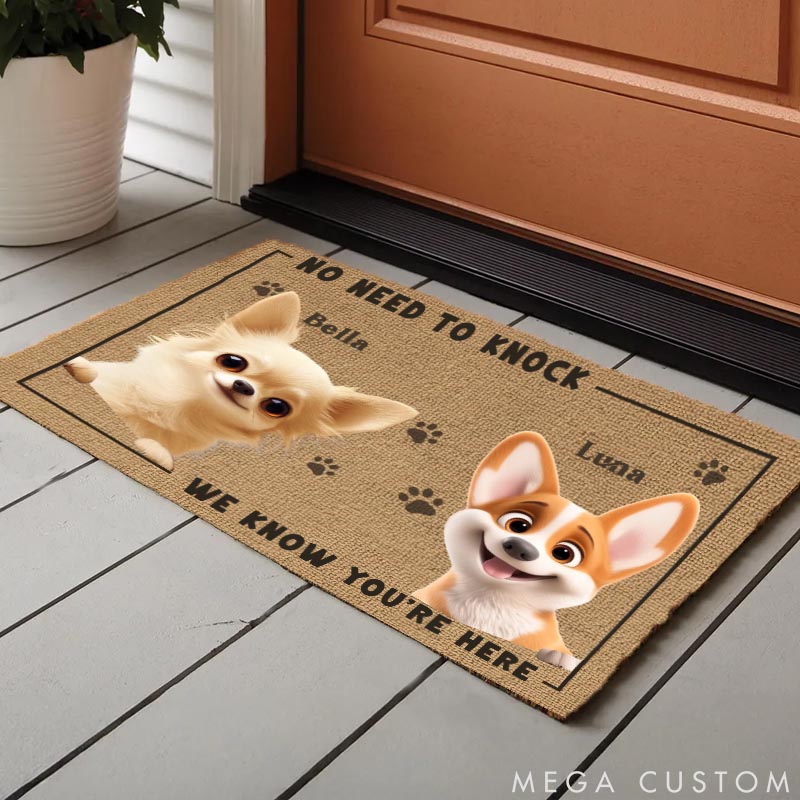 Personalized Dog Lover No Need to Knock Doormat