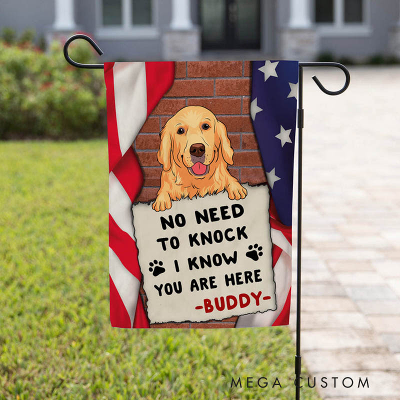 Personalized Dog Lover No Need to Knock Garden Flag