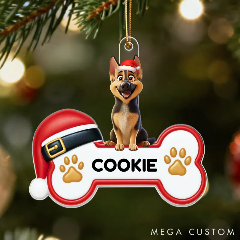 Personalized Dog Lover Paw Cute Cartoon Dog Christmas Ornament