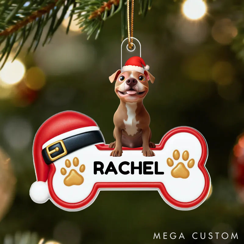 Personalized Dog Lover Paw Cute Cartoon Dog Christmas Ornament