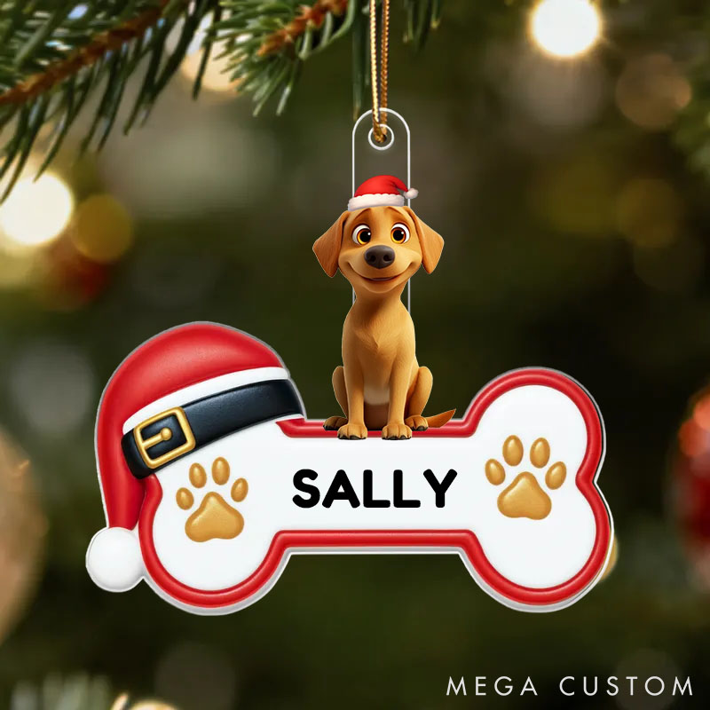 Personalized Dog Lover Paw Cute Cartoon Dog Christmas Ornament