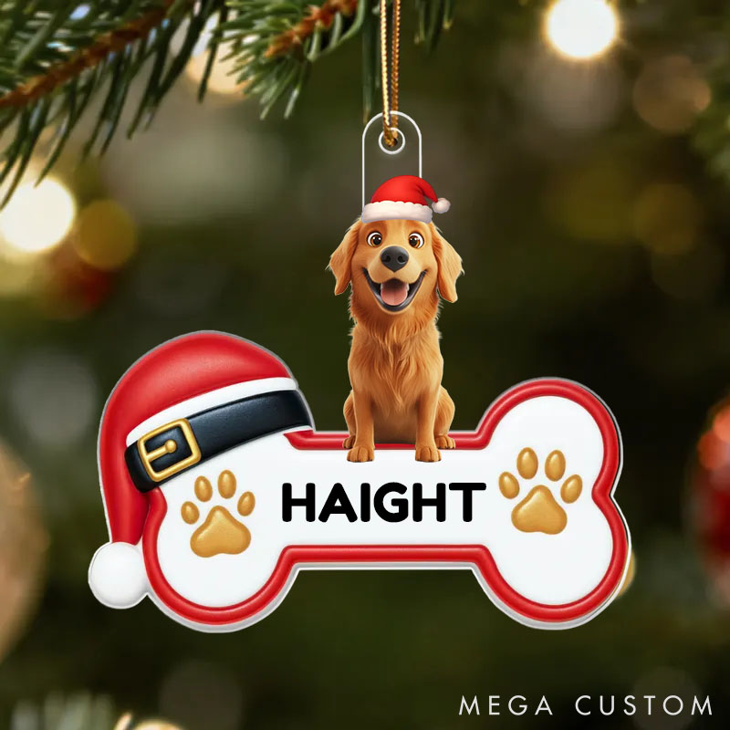 Personalized Dog Lover Paw Cute Cartoon Dog Christmas Ornament