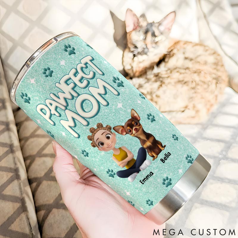 Personalized Dog Lover Pawfect Mom 20oz Tumbler