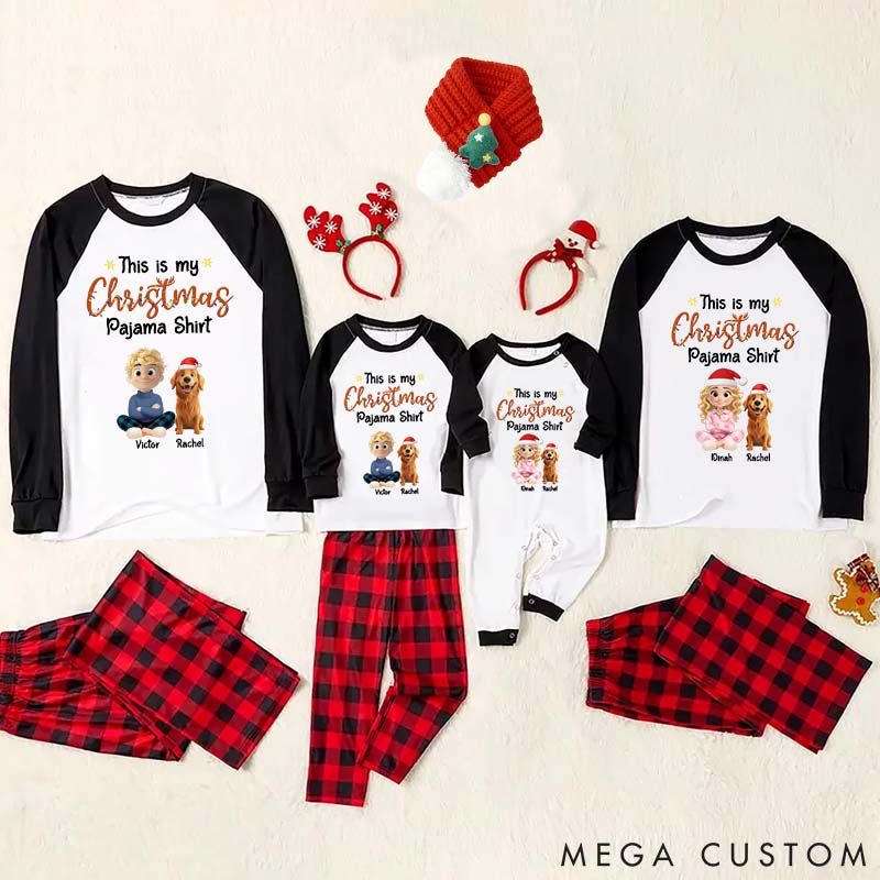 Personalized Dog Lover Pawjama Shirt Cartoon Christmas Family Matching