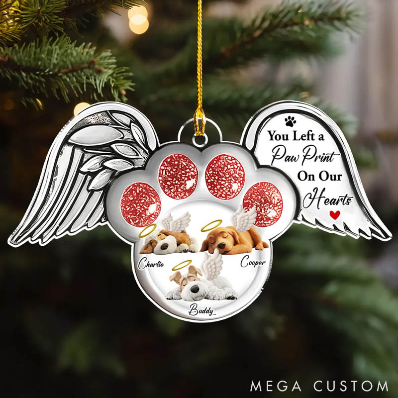 Personalized Dog Lover Pawprints in Heaven Ornament