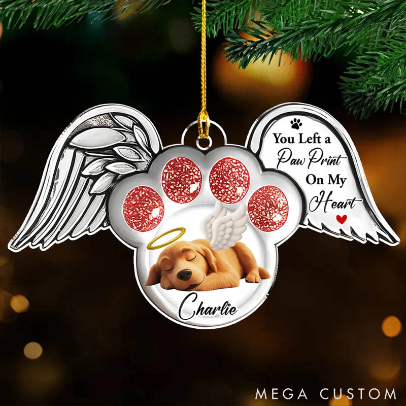 Personalized Dog Lover Pawprints in Heaven Ornament