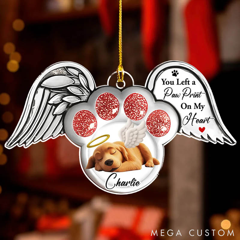 Personalized Dog Lover Pawprints in Heaven Ornament