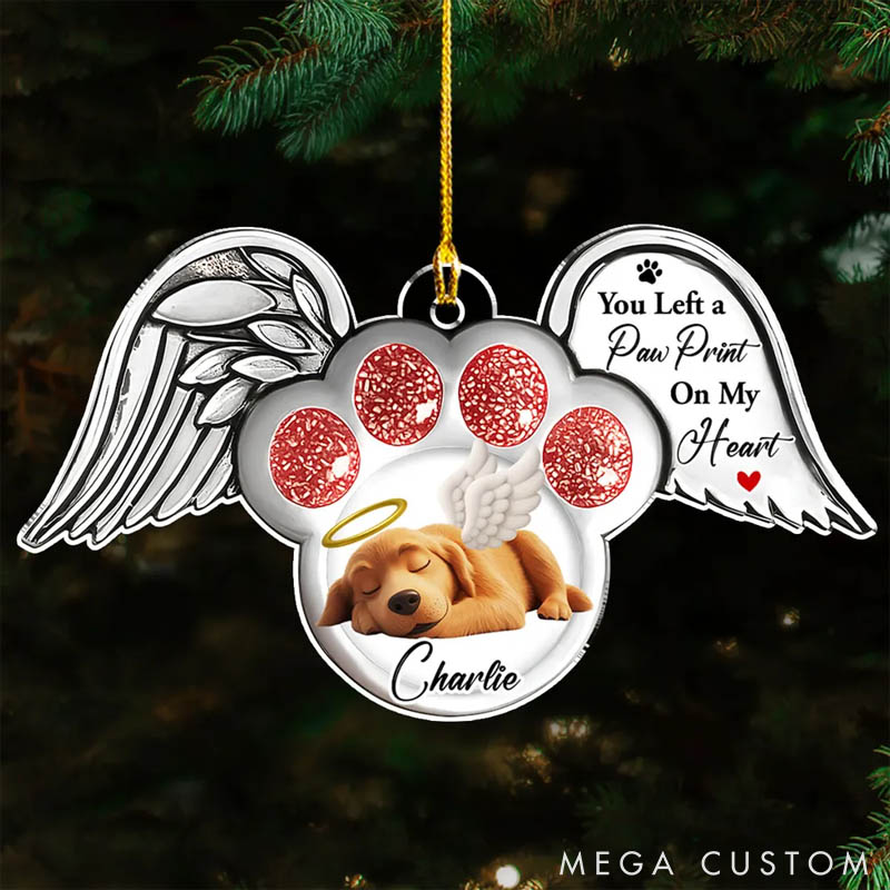 Personalized Dog Lover Pawprints in Heaven Ornament