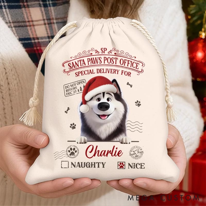 Personalized Dog Lover Paws and Joy this Christmas Sack