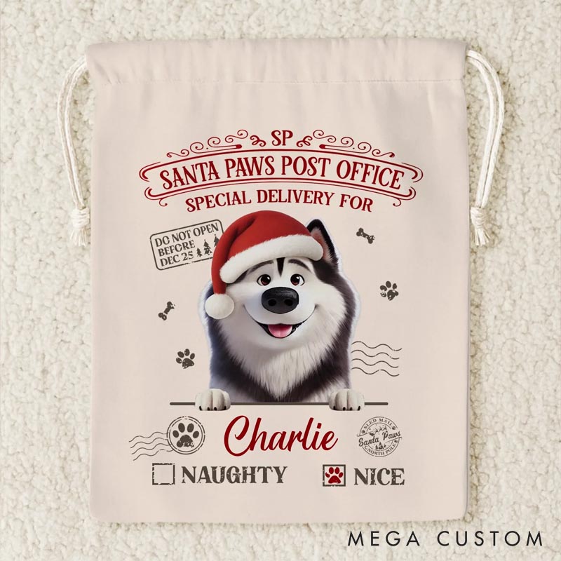 Personalized Dog Lover Paws and Joy this Christmas Sack