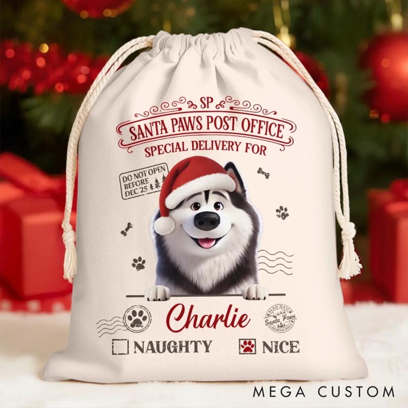 Personalized Dog Lover Paws and Joy this Christmas Sack