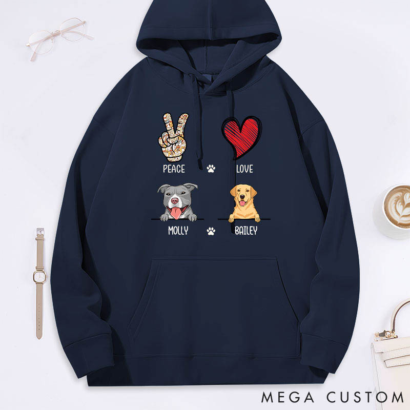 Personalized Dog Lover Peace Love Dog Classic Hoodies