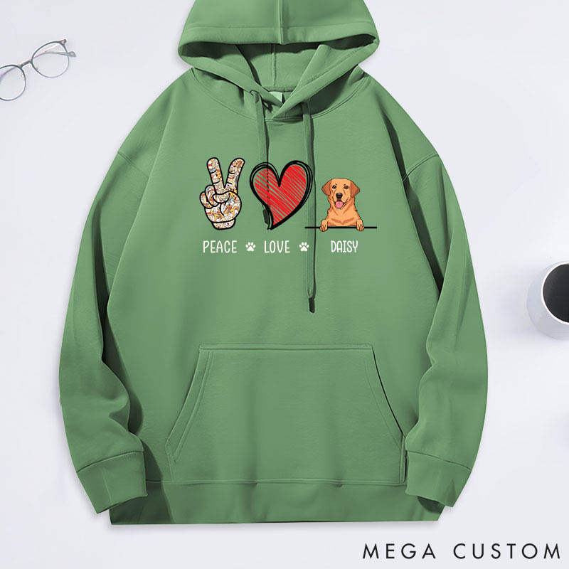 Personalized Dog Lover Peace Love Dog Classic Hoodies