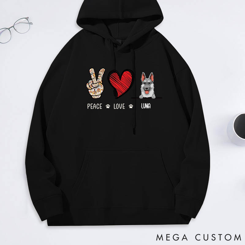 Personalized Dog Lover Peace Love Dog Classic Hoodies