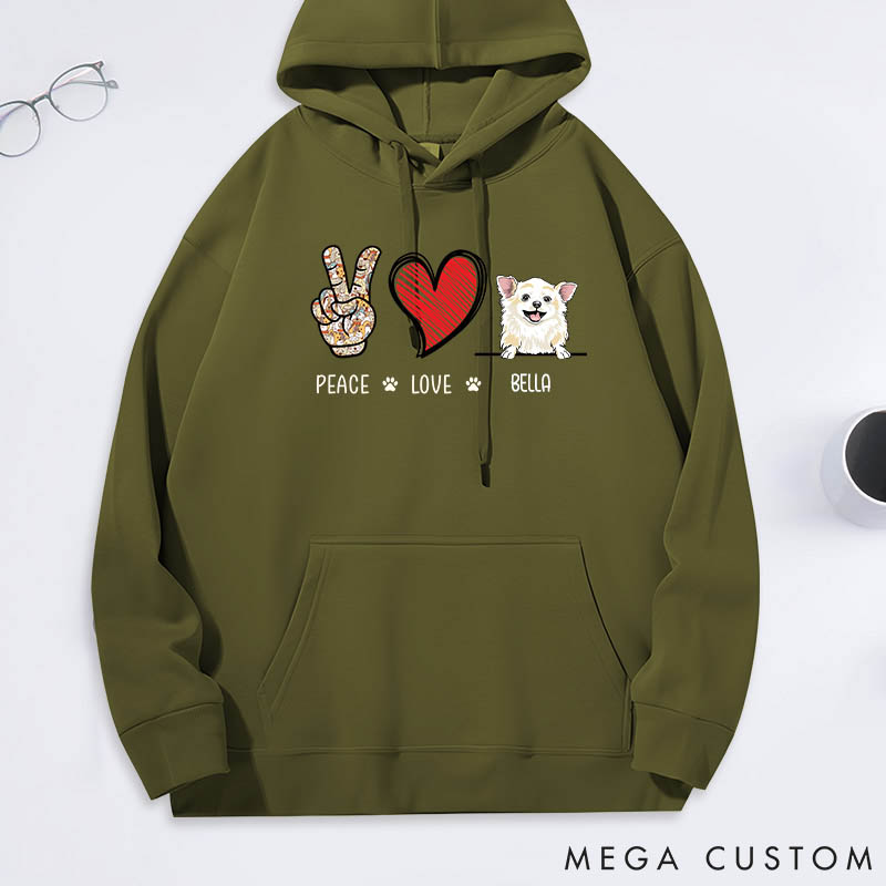 Personalized Dog Lover Peace Love Dog Classic Hoodies