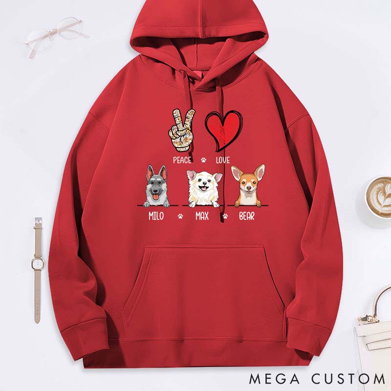 Personalized Dog Lover Peace Love Dog Classic Hoodies